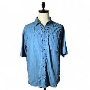 REI Co-op Men's Short Sleeve Button Up Shirt Blue Size XXL Outdoor Hiking